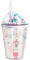 Forreen Water Bottle with Straw, Plastic Cups Reusable Glittery Double Wall Drinking Cup Unicorn BPA Free Travel Mug Cute Cold Cups for Girls Women,380ml
