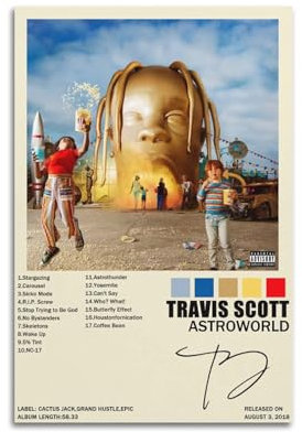 VENBER Rapper Travis Scott Astroworld Album Cover Malerei Leinwand Lustige Wandposter Kunstdruck Moderne Familiendekor 40 x 60 cm