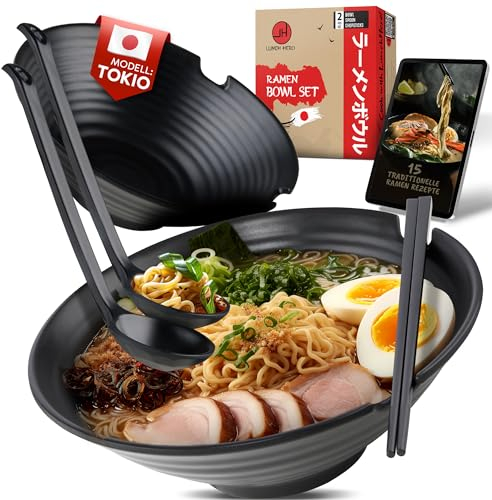 LUNCH HERO Ensemble de bols pour ramen - Bol japonais - Bol à soupe japonaise - Bol à ramen - Grand bol pour ramen - Soup de poke - Riz Aisa - Ensemble de vaisselle pour ramen