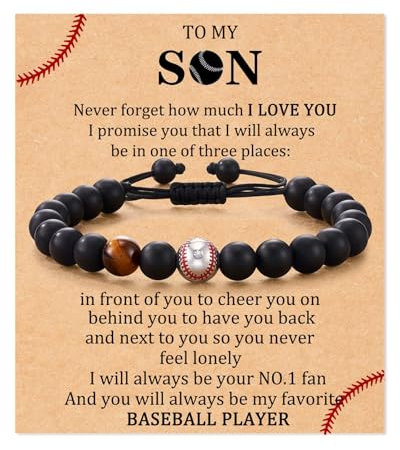 Cupimatch Armband für Teenager Baseball: Jungen Armband Perlenarmband aus Naturstein für Herren Sohn Enkel Trainer Geschenk zum Geburtstag Abschluss Weihnachten