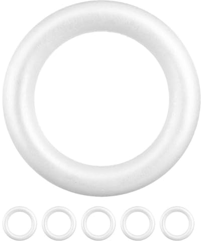 EXCEART 6 Stücke Styroporring Styroporkranz Weihnachtskranz Türkranz Styropor Ring Halbring Schaum Blumenkranz Rohling Weiß Dekokranz Kranz DIY Basteln Weihnachten Dekoration Hochzeit Deko