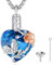EUDORA Harmony Ball Herz Zirkonia Asche Urnen Kette für Damen Sterling Silber 925, Schmetterling und Rose Einäscherung Memorial Urn die Asche Schmuck, Andenken Beerdigung Medaillon Anhänger,20 Zoll