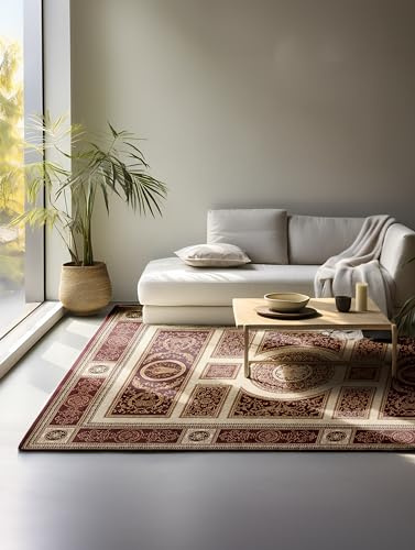 Nouristan Teppich Orientalisch – Läufer Orient Klassisch Orientalischer Wohnzimmerteppich dicht gewebt mit Bordüre Flachgewebe für Wohnzimmer, Schlafzimmer, Esszimmer, Flur – Rot, 160x235cm