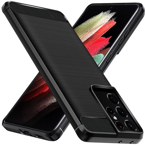 ivoler Coque Silicone pour Samsung Galaxy S21 Ultra 5G, [Protection Antichoc Militaire] Étui de Protection, Mince Souple TPU Anti-Rayures Dos Bumper Housse, Noir