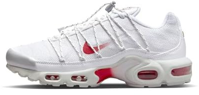 NIKE Air Max Plus Utility Damen Sneaker Sneaker Fashion Schuhe, White Metallic Silver Summit White University Red, 39 EU