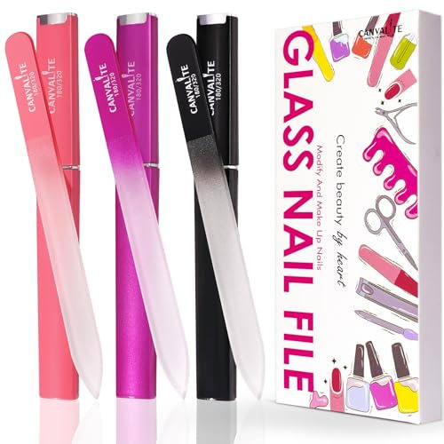 CANVALITE - Glass files for natural nails glass nail file glass nail files with case Double sided 1