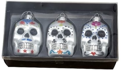 3 Stück Totenkopf Totenköpfe zum Hängen 8,5cm Glas Weihnachtsanhänger Geschenkanhänger Dekoanhänger