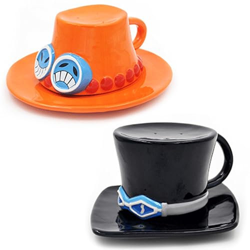 Roffatide anime tasse à café Portgas · d · chapeau céramique Café thé lait tasse de bureau cadeau d'anniversaire de Noël ou souvenir lot de 2