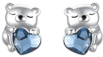 ABIGY Bären Ohrringe 925 Sterling Silber Damen Bären Tier Ohrstecker Schmuck Herz Ohrringe Weihnachten Geburtstag Muttertag Jahrestag Schmuck Geschenke für Mutter Ehefrau Tochter Schwestern