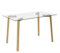HOGAR24 ES Mesa de Comedor, Mesa de Cristal, Mesa Rectangular, Cristal Transparente y Patas de Madera, Medidas: 140 cm (Ancho) x 76 cm (Alto) x 80 cm (Fondo).