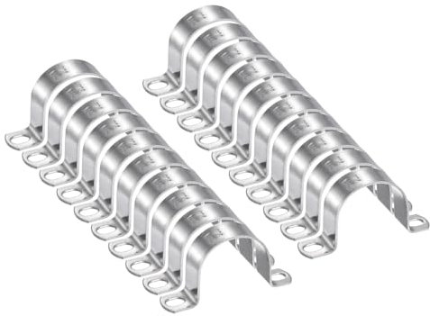 sourcing map 30pcs 1 3/4 Inch 45mm Conduit Clamps, M45 U Tube Pipe Clamp, Stainless Steel Rigid Pipe Strap, U Shaped Bracket with Two Hole for Pipe Tube Hose Wire Cord,Thick