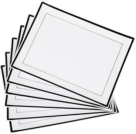 MATANA 6 Bandejas Rectangulares de Plástico Blanco con Borde Negro para Aperitivos - 30x23cm - Buffets, Bodas, Cumpleaños, Navidad, Fiestas - Resistentes y Reutilizables