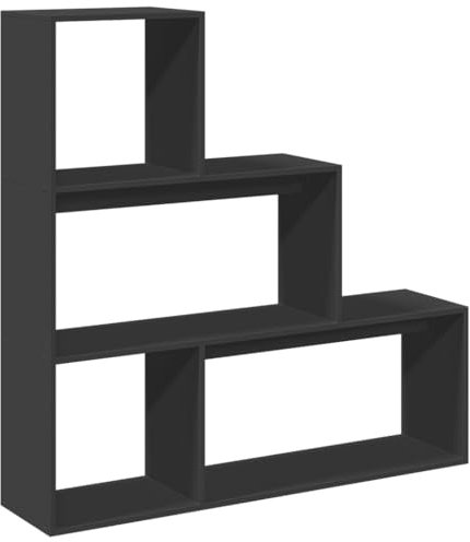 vidaXL Raumteiler Bücherregal 3 Stufen, Standregal Treppenregal für Wohnzimmer Schlafzimmer Büro, Stufenregal Regal, Schwarz Holzwerkstoff