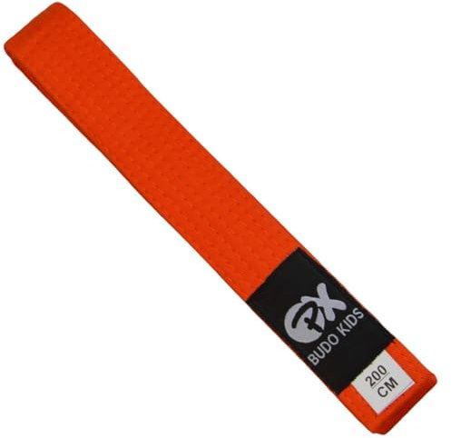 TEKKA BUDO Budogürtel Kids Soft, Längen - Weicher Farbgürtel für Kinder - Leicht zum Binden - Karate, Judo, Taekwondo, Kampfsport Orange 240 cm