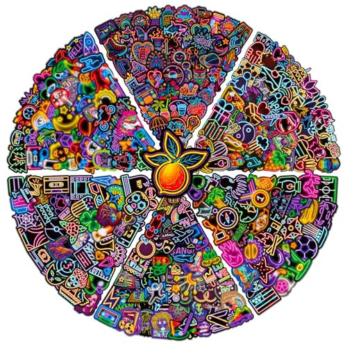 Neon Light Sticker Set 300 Pieces Cute Decoration for Car Laptop Skateboard Bicycle Moped Motorcycle Bicycle Computer Suitable for Adults Children