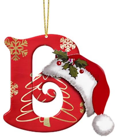 26 Letter Christmas Decorations,Personalized DIY Letter Pendant for Christmas Tree,Xmas Alphabet Hanging Ornaments for Party Gifts (B)