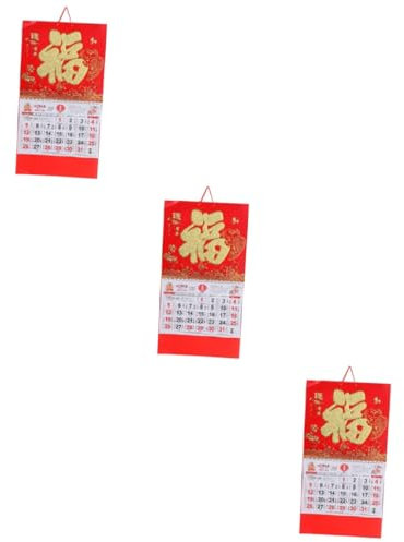 GETAJGHSD 3 Stück 2025 Wandkalender 2025 Wandkalender für das Drachenjahr Chinesischer Tierkreiskalender Deutscher Wandkalender Büro-Heimkalender Monatskalender Neujahrskalender 2025 Papier
