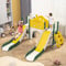 ZHDOKA Toboggan pour Enfant 7 en 1 avec Double Toboggan, Cadre d'escalade, télescopes,Tunnel,Espace de Rangement,Toboggan autoportant avec Panier de Basket, (Double Toboggan)