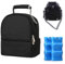 Bolsa isotérmica para Biberón, 3 cajas de hielo incluidas, compatible con 3 biberones, mochila isotérmica, caliente y fresca bolsa de almuerzo, Negro , Bolsa de bebé isotermal