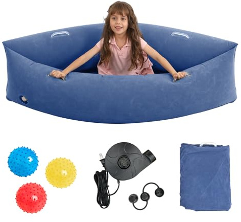 Chaise sensorielle gonflable pour enfants, jouet sensoriel pour autisme, chaise TDAH de 152 cm avec poignée, PVC indéchirable pour bascule et relaxation en toute sécurité, comprend une pompe à air