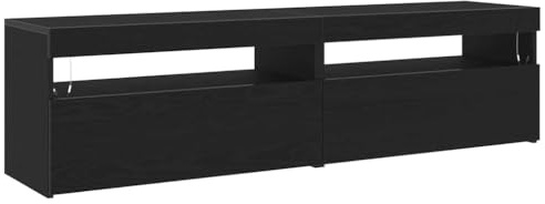 vidaXL TV-Schränke mit LED-Lichtern 2 Stück Schwarz Eiche 75x35x40 cm Holzwerkstoff