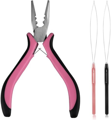 3 pezzi professionali per extension dei capelli, kit di pinze per extension per capelli,pinza e infila-asole per una facile estensione