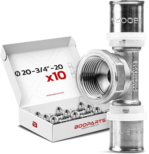 BOOPARTS - 10 Pièces - raccord multicouche 20-3/4F(20-27)-20 a sertir contour TH - Té multicouche à sertir - raccord plomberie pour tube multicouche