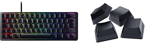 Razer Huntsman Mini (Purple Switch) + Phantom Tastenkappen-Set - Kompakte 60% Gaming Tastatur (Klickende Optisch-Mechanische Switches, Doubleshot PBT-Tastenkappen) QWERTZ DE-Layout | Schwarz