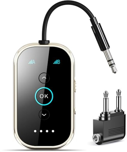 Koolenry Dual Link Bluetooth 5.4 Transmitter Receiver, HD Wireless Audio for Headphones, Ideal for Airplane/TV Car/Gym