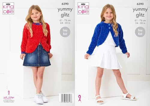 King Cole 6390 Knitting Pattern Easy Knit Girls Long Sleeve Boleros
