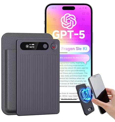 NUASI Registratore Vocale AI con Memoria 64GB - Trascrizione e Riassunto Automatico, Oltre 80+ Lingue, Registratore Digitale Professionale per Riunioni/Lezioni/Interviste, Controllo App, con Custodia​