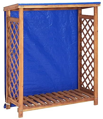 Kaminholzregal Holzunterstand Draußen, Kaminholzregal 105x38x115 cm Akazie Massivholz für Terrasse, Grillplatz im Freien, Lagerfeuer