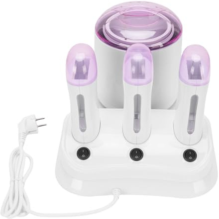 Chauffe-cire 4 en 1 – Chauffe-cire roll-on 220 W, conception anti-brûlure avec 3 cartouches, idéal pour un usage domestique – Couvercle transparent pour une surveillance facile