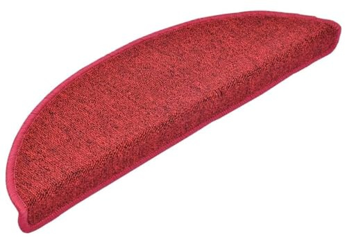 QJBSAVVA 20 Stufenmatten Rot 56x17x3 cm Halbrund Treppenteppich PP 375 g/m², waschbar, klappbar, Klebestreifen, rutschhemmend, schalldämmend