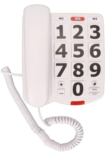HISUEKIG Großes Tastentelefon für Senioren, Schnurgebundenes Festnetztelefon mit Großen Tasten und Lautstärke, Schnelle Wahlwiederholung, Einstellbare Lautstärke, für Hör und Sehbehinderte