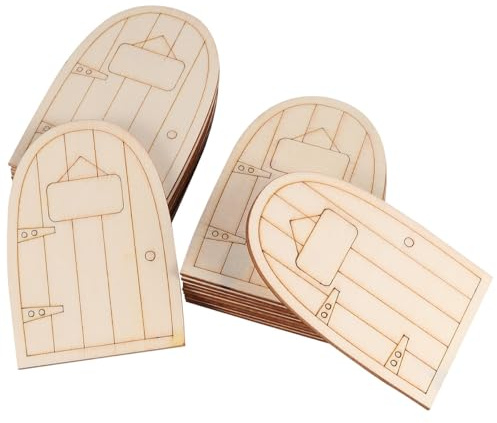 KAILIKETIY Lot de 20 Portes de Lutin en Bois Non Peintes, Décoration Miniature Créative pour Jardin, Matériau Synthétique, Finition Soignée, pour Décor Extérieur