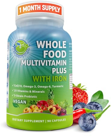 Whole Food Multivitamin With Iron plus Probiotics, Enzymes, CoQ10 & more