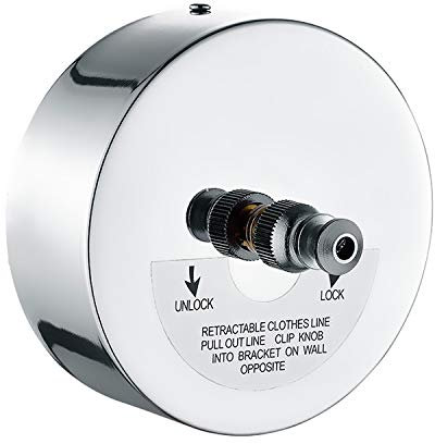 JOOM Filo stendibiancheria retrattile in acciaio inox, resistente, 2,4 m (max) per asciugare in bagno, lavanderia, hotel, finitura cromata, stile rotondo (cromo A (trapano)