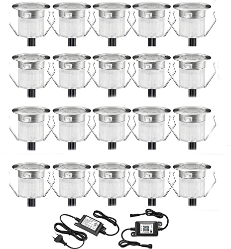 SUBOSI 20er WIFI Dimmbar LED Bodeneinbauleuchten Einbaustrahler Bodenleuchte Arbeitet mit Alexa,WiFi Wireless Smart Phone, Ø31mm 0.6W IP67 Wasserdicht LED Bodenstrahler Bodeneinbaustrahler