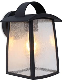 Außenwandleuchte Kelsey, Außenlampe aus Aluminium in Schwarz,Wandlampe m. Wassertropfen-Effekt,1 flammige Wandleuchte (1xE27 max.40Watt),geeignet für LED&Smart Leuchtmittel