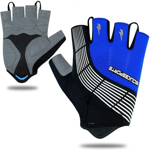 Souke Sports Herren Damen Fahrradhandschuhe Sommer Halbfinger Radhandschuhe | Fingerlos Fahrrad Handschuh mit Gepolsterte StoßDäMpfung,Atmungsaktiv Kurz Rennrad Handschuhe für Road,MTB