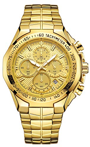 rorios Mode Herren Uhren Geschäft Analog Quarz Armbanduhren Leuchtend Uhren mit Kalender Edelstahlband Multifunction Männer Armbanduhr