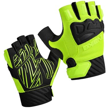 INBIKE Fahrradhandschuhe Herren Halbfinger MTB Handschuhe Mountainbike Sommer Kurz Rennrad Fahrrad Radhandschuhe Fingerlos Bekleidung Männer Damen Grün S