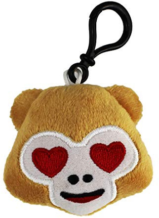 Emoji Schlüsselanhänger AFFE HERZAUGEN Smiley aus Plüsch hochwertige Emoticon Anhänger mit Karabiner-Haken von wortek