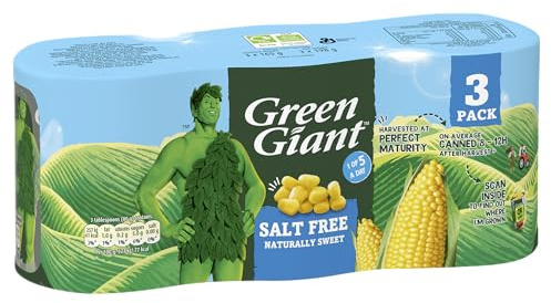 Green Giant Salt Free Sweetcorn 3 x 198g (Pack of 8, total 24 Tins)
