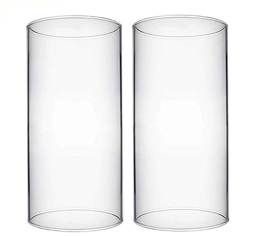 Tensquare Glas-Kerzenhalter | Gerader Zylinder ohne Boden | Glaskamin für Kerzen | Offenes Glasrohr Groß | Borosilikat-Glas | Windlichtglas | Ø 75 mm x 203 mm