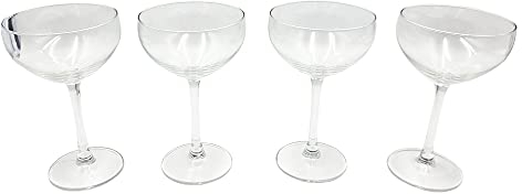 260 ml – Set mit 4 Espresso-/Martini-Cocktailgläsern – kristallklare Coupé-Glasuntertasse – mundgeblasene Stielgläser – perfekt für jede Feier
