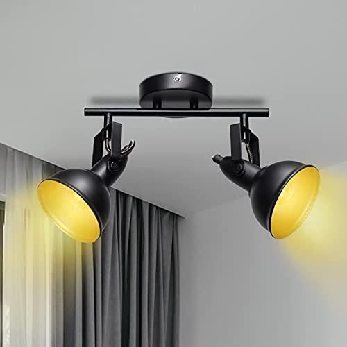 Unikcst Deckenstrahler 2 Flammig E14 Deckenleuchte Vintage Deckenlampe Schwarz Gold Küchenlampe Deckenlampe Industrial Style Wandlampe innen Ohne Leuchtmittel