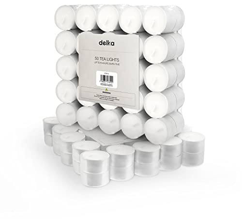 delka Lot de 100 bougies chauffe-plat de 8 heures, longue durée de combustion, bougies chauffe-plat non parfumées – Blanc