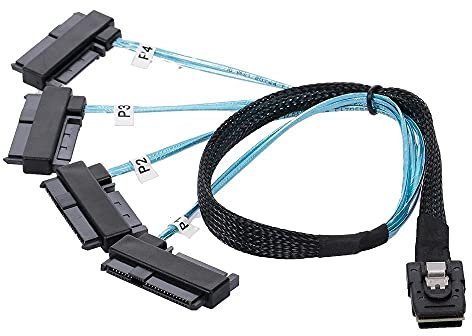 xiwai host mini-SAS SFF-8087 interno de 36 pines en 4 unidades de disco duro SAS de destino SFF-8482 y cable de alimentación SATA de 100 cm